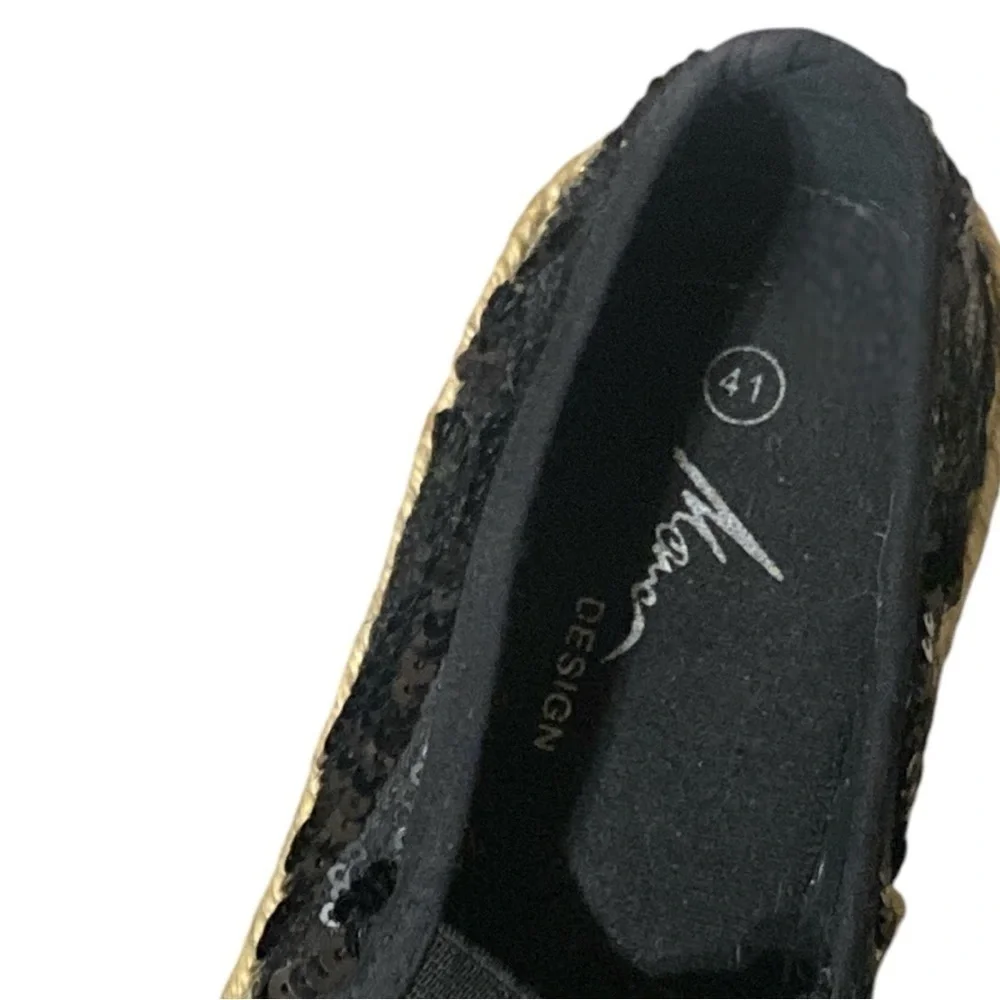 Sequin Floral Embroidered Espadrille Slip-On Black